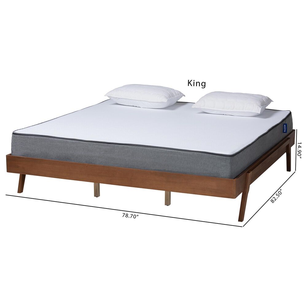 Baxton Studio Sarita King Platform Bed Frame in Ash Walnut, , large