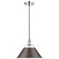 Golden Lighting Orwell 1-Light Wide Large Pendant with Rubbed Bronze Shade in Chrome, , large