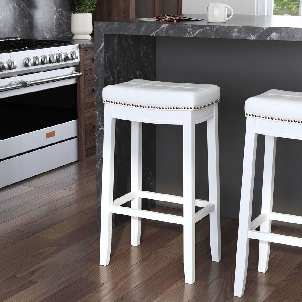 Linon Home Decor Claridge Bar Stool in Bright White, , large