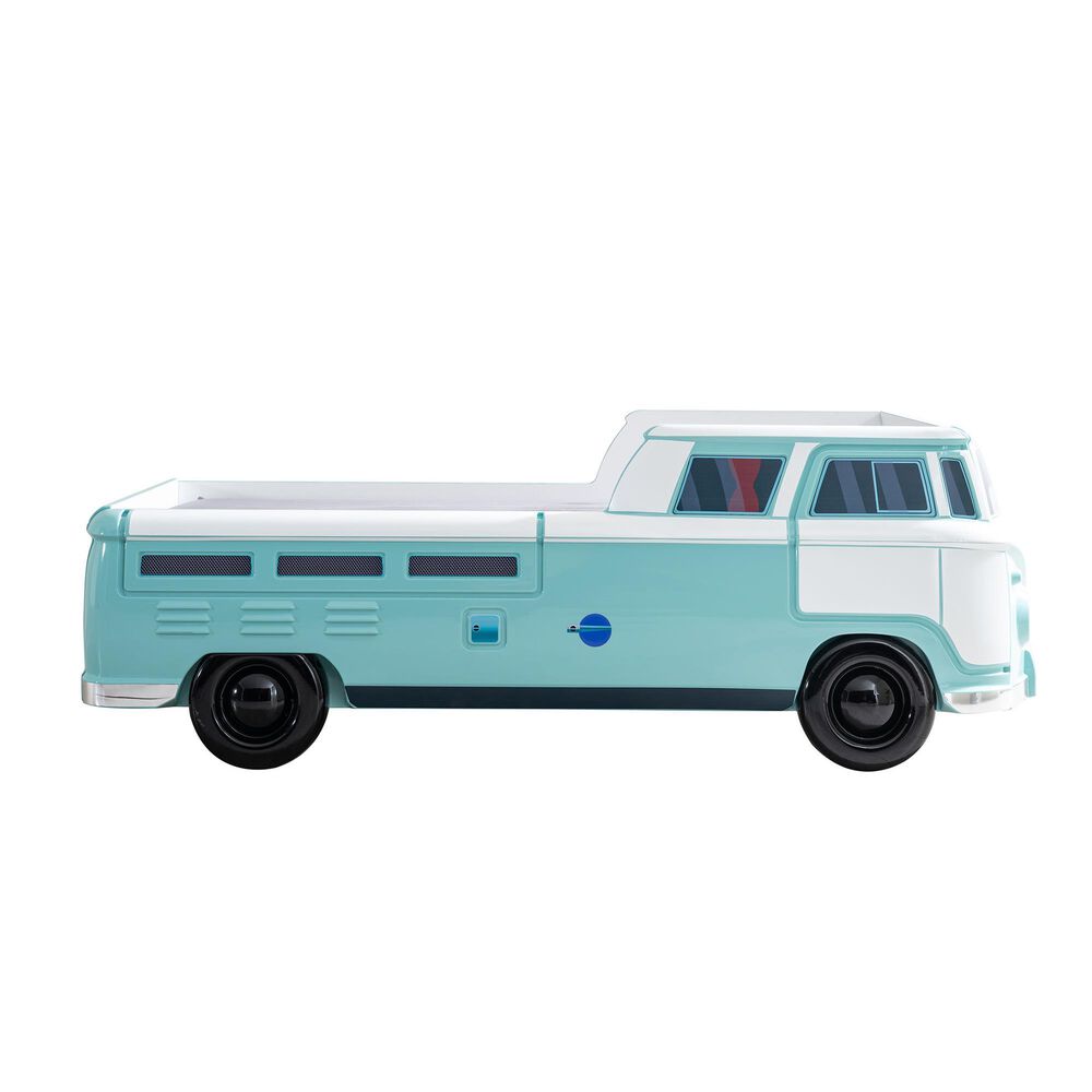 Furniture of America Peace Bus Twin Bed in Teal with LED Lights and Sound Effects, , large