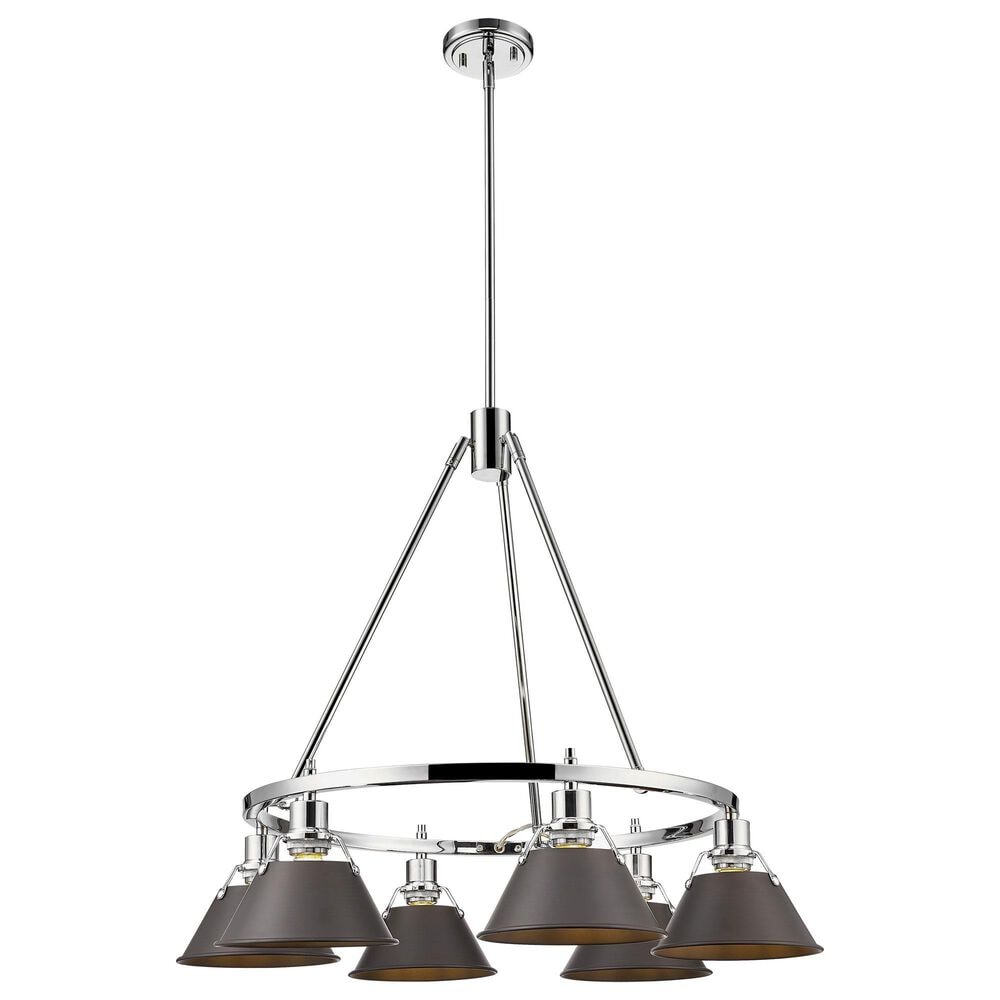 Golden Lighting Orwell 6-Light Chandelier with Rubbed Bronze Shade in Chrome, , large