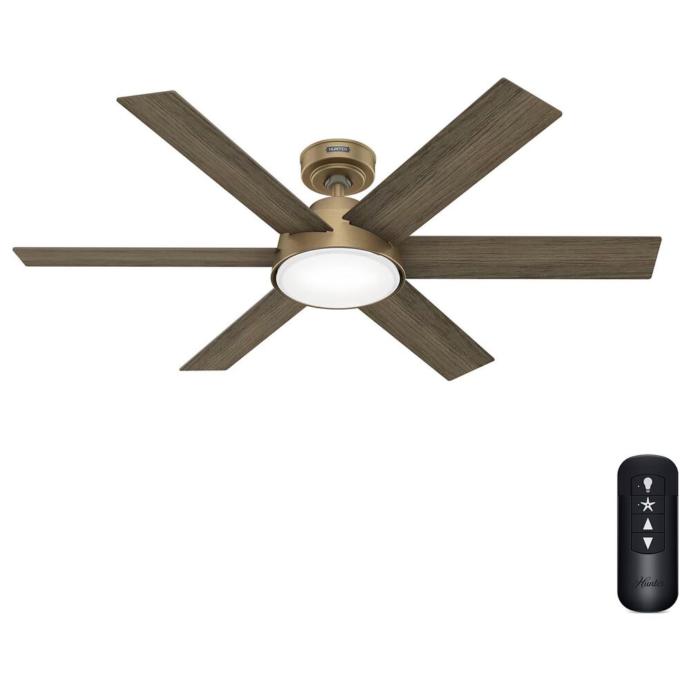 Hunter Donatella 52&quot; Ceiling Fan with LED Lights in Burnished Brass, , large