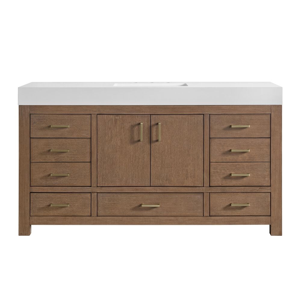 37B Alanya 60" Single Bathroom Vanity in Walnut Drift with White Composite Stone Top, , large