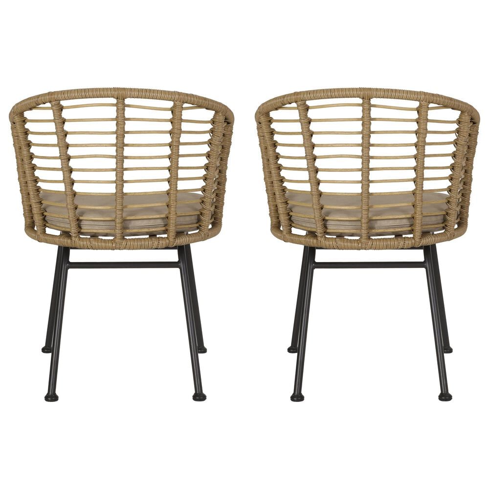 Hearth and Haven Randy Outdoor Arm Chair with Tub-Shaped Structure in Beige (Set of 2), , large