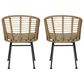 Hearth and Haven Randy Outdoor Arm Chair with Tub-Shaped Structure in Beige (Set of 2), , large