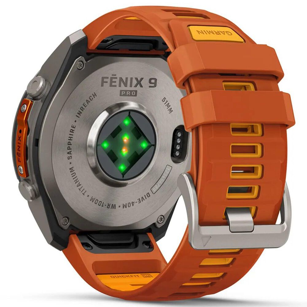 Garmin fenix 9 Pro inReach Smartwatch 51mm Titanium with Autumn Orange and Spark Orange Silicone Band, , large