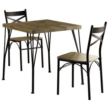 Furniture of America Ramirez 3-Piece Dining Set in Natural/Dark Bronze, , large
