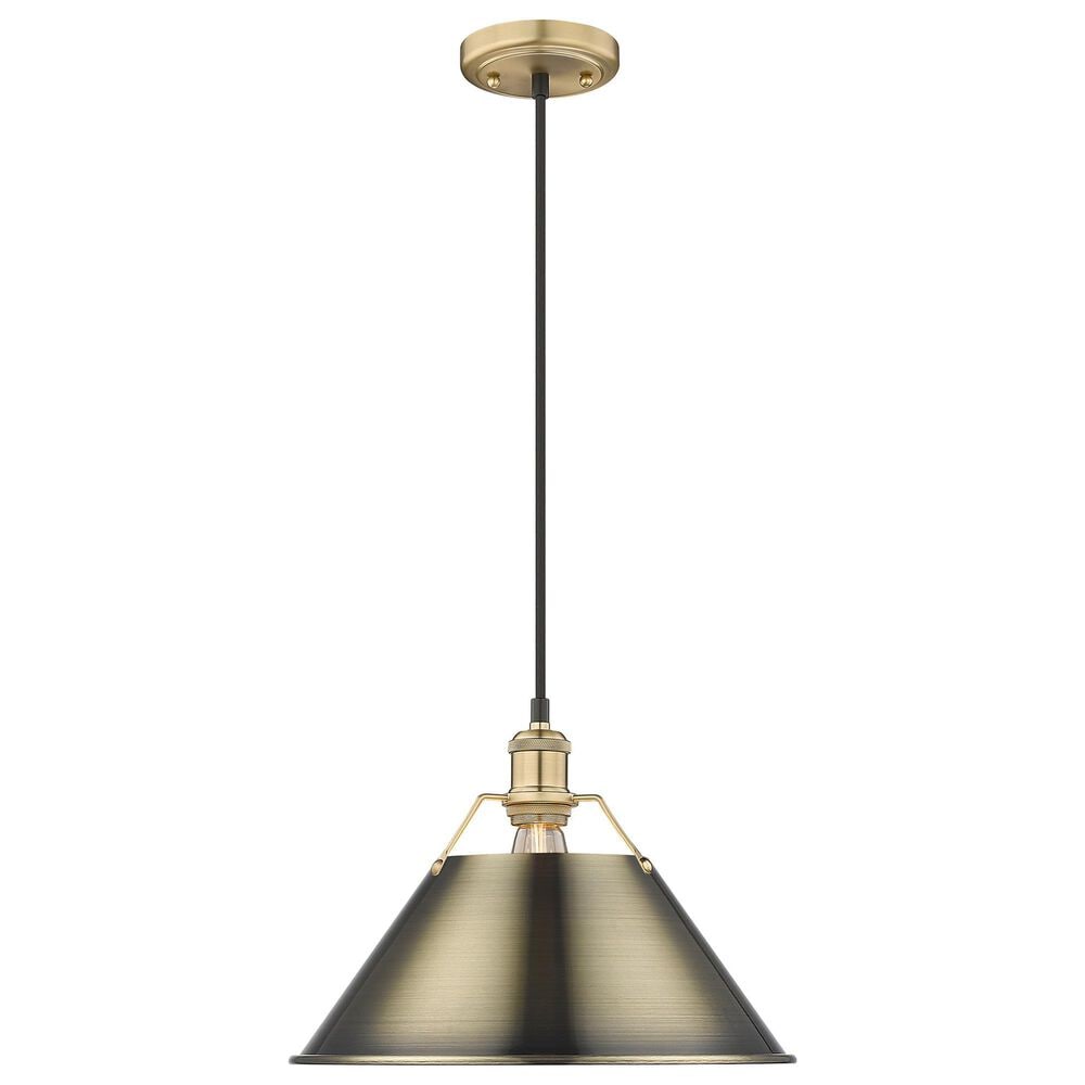 Golden Lighting Orwell 1-Light Wide Large Pendant with Aged Brass Shade in Brushed Champagne Bronze, , large