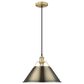 Golden Lighting Orwell 1-Light Wide Large Pendant with Aged Brass Shade in Brushed Champagne Bronze, , large
