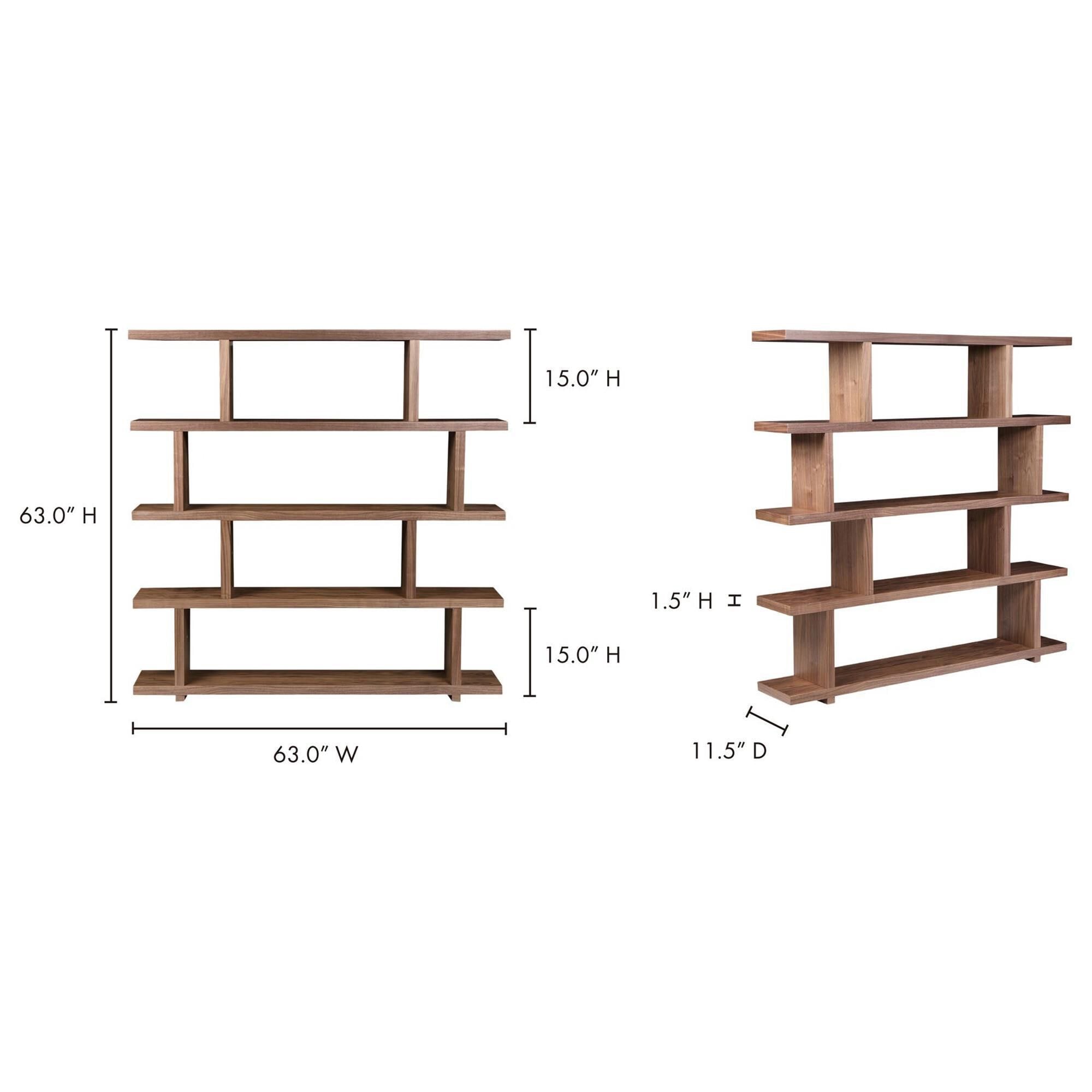 Moe's Home Collection Miri 12-Shelf Bookcase in Brown
