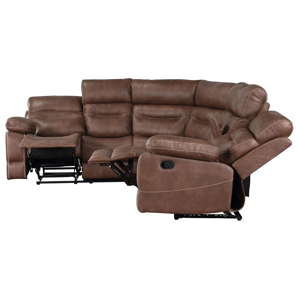 Steve Silver Rudger 3-Piece Manual Reclining Sectional in Chestnut, , large