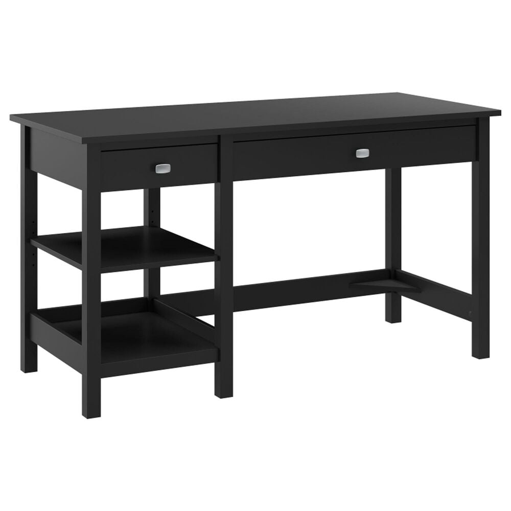 Bush Broadview 2-Drawer Computer Desk with Shelves in Classic Black, , large