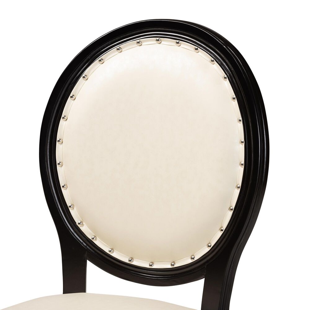 Baxton Studio Louis Side Chair with Beige Cushion in Black (Set of 2), , large