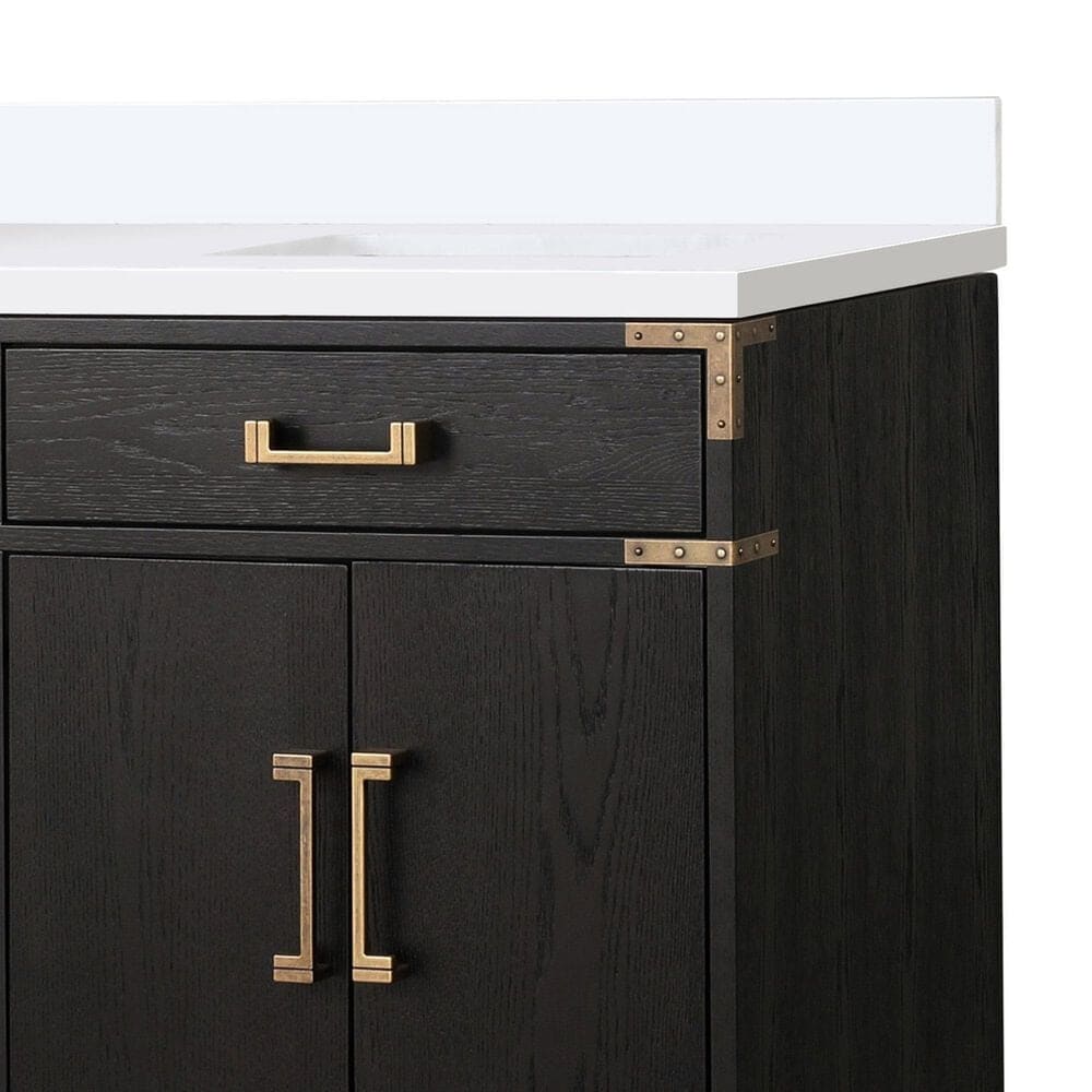 Lexora Home Laurel 60&quot; Double Bathroom Vanity in Black Oak with White Cultured Marble Top and Rectangular Sinks, , large