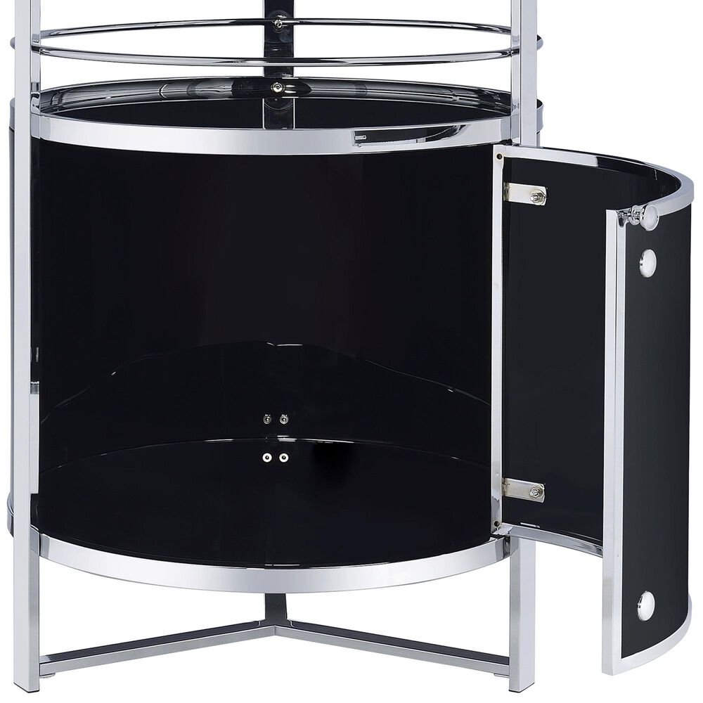Mayberry Hill Lalia Wine Cabinet in Black and Chrome, , large