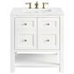 James Martin Vanities Breckenridge 30" Single Bathroom Vanity in Bright White with 3 cm Ethereal Noctis Quartz Top and Rectangular Sink, , large