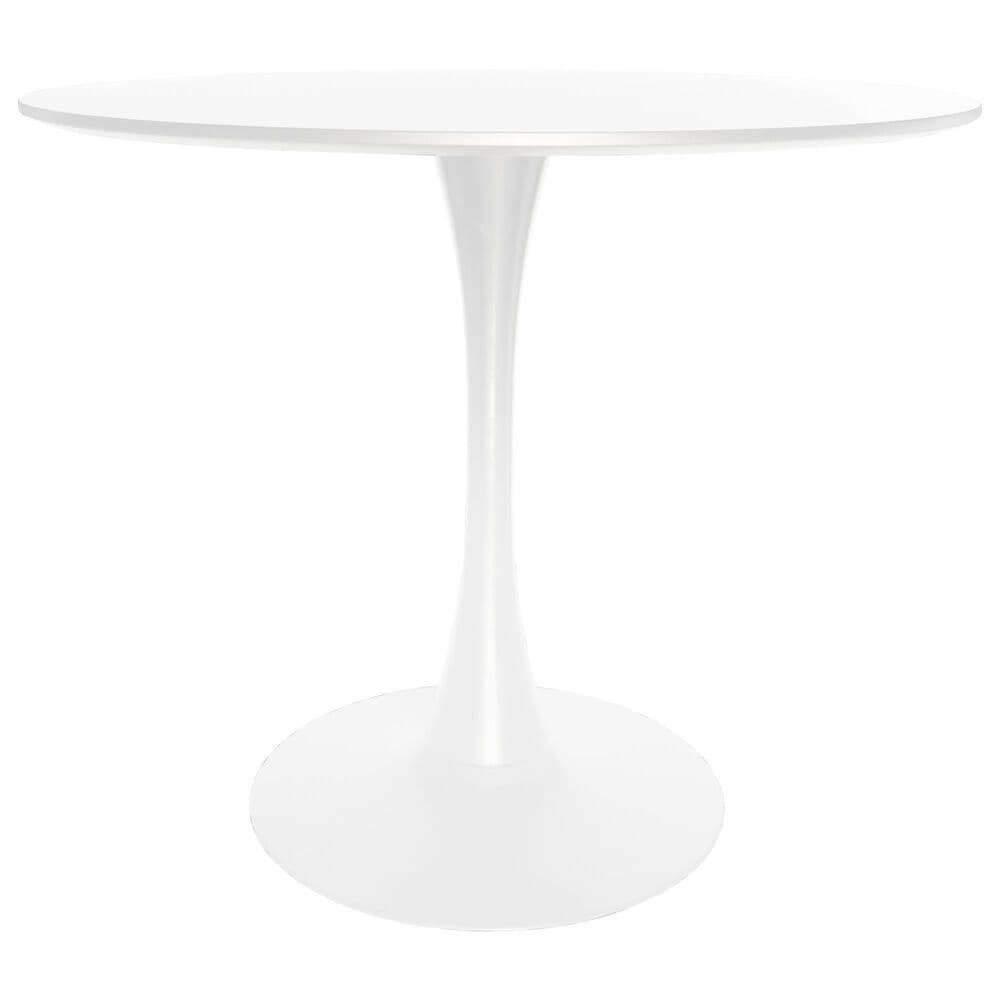 Leisuremod LeisureMod Bristol Mid-Century Modern Round Dining Table with Wood Top and Iron Pedestal Base with Gloss Finish for Kitchen and Dining Room, , large