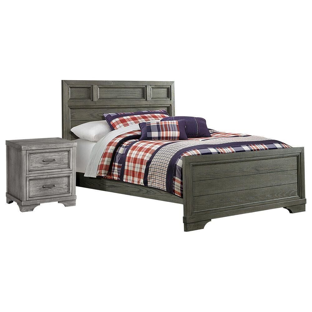 Eastern Shore Foundry Full Bed and Nightstand Set in Brushed Pewter, , large