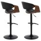 LumiSource Symphony Swivel Adjustable Bar Stool with Black Upholstery in Walnut and Black (Set of 2), , large