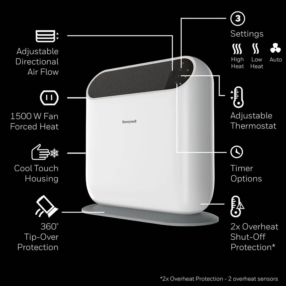 Honeywell ThermaWave 6 Ceramic Heater in White, , large