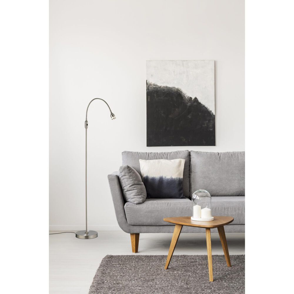 Adesso Prospect LED Floor Lamp in Brushed Steel, , large