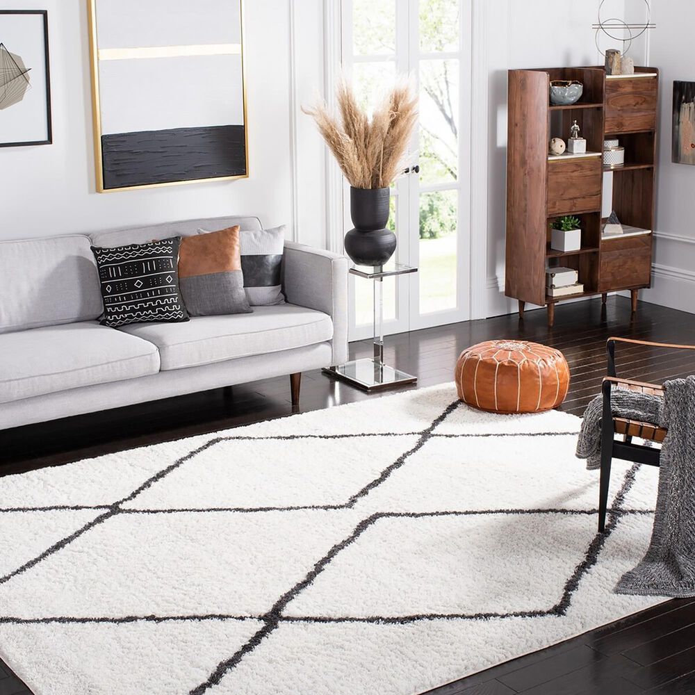 Safavieh August Shag 8&#39; x 10&#39; Ivory and Dark Grey Area Rug, , large