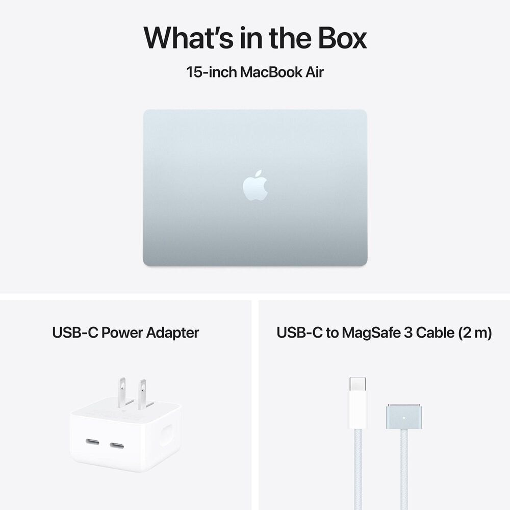Apple MacBook Air 15.3&quot; Laptop - Apple M4 chip 10-core CPU - 16GB RAM - 10-core GPU - 256GB SSD in Sky Blue with 3-Year AppleCare+, , large