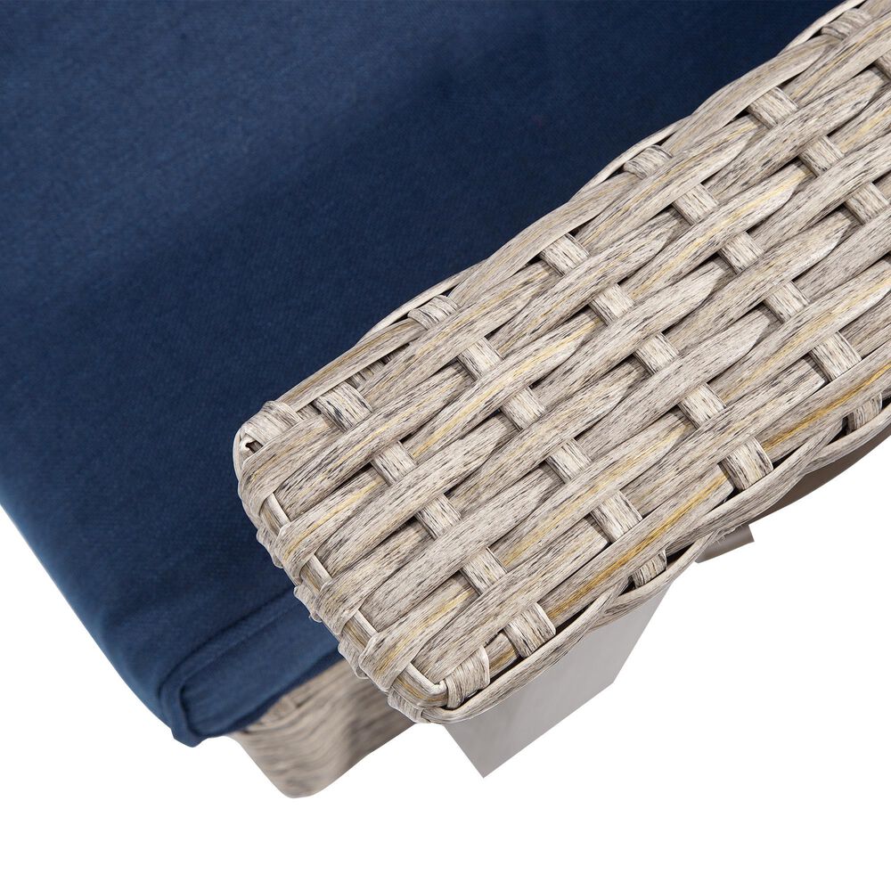 Sunwell Garden Patio Outdoor Swivel Chair with Light Gray Wicker in Navy, , large