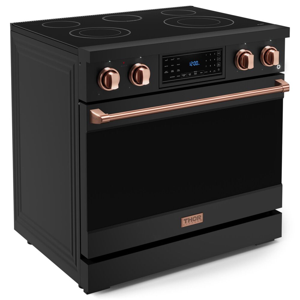 Thor Kitchen Gordon Ramsay 6 Cu. Ft. 36&quot; Professional Electric Range with Rose Gold Handle Kit in Black, , large