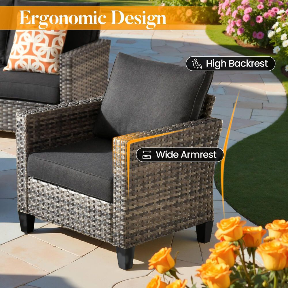 HOMLUX 4-Piece Outdoor Sofa Set in Black, , large