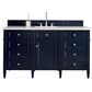 James Martin Vanities Brittany 60" Single Bathroom Vanity in Victory Blue with 3 cm White Zeus Quartz Top and Rectangular Sink, , large