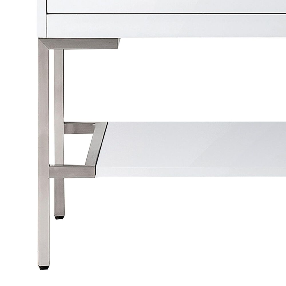 James Martin Vanities Mantova 35.4&quot; Single Bathroom Vanity in Glossy White and Brushed Nickel with 2 cm Glossy White Solid Surface Top and Rectangular Sink, , large
