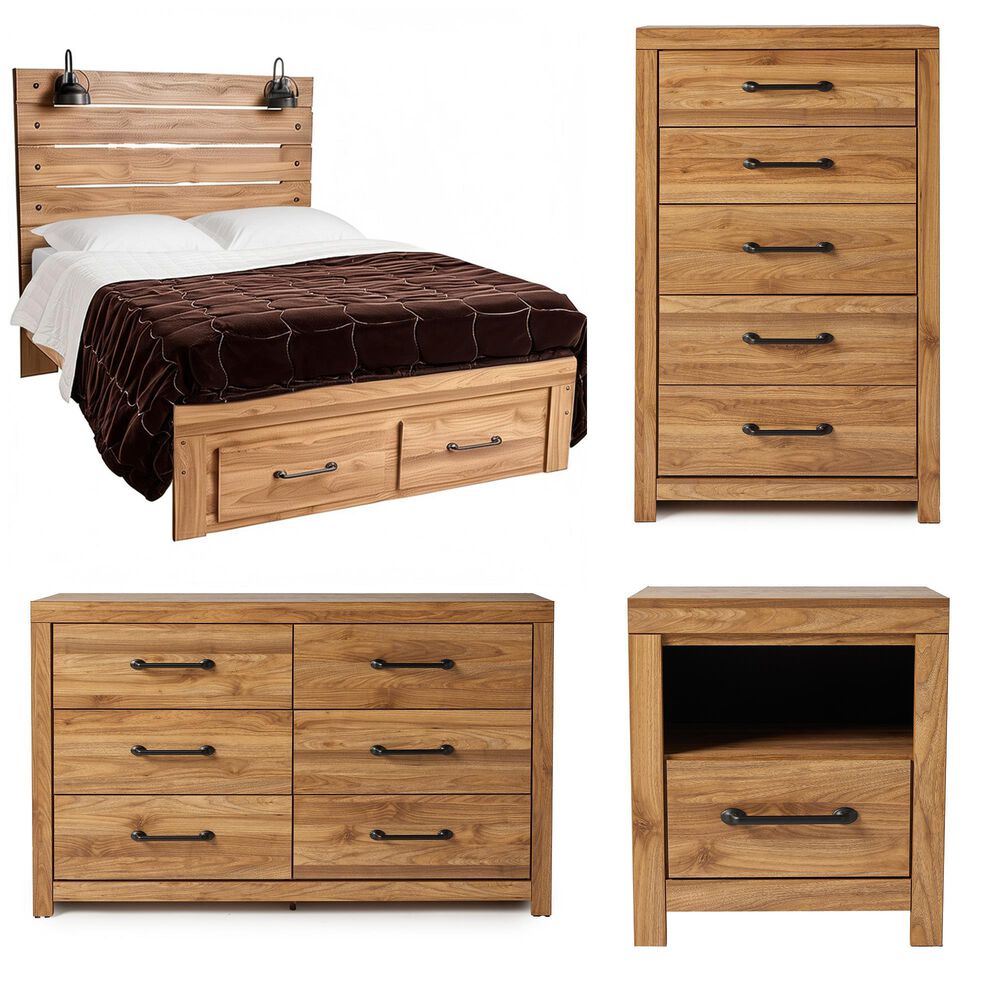 Ashley Pasklyn 4-Piece Queen Bedroom Set in Rich Honey Brown, , large