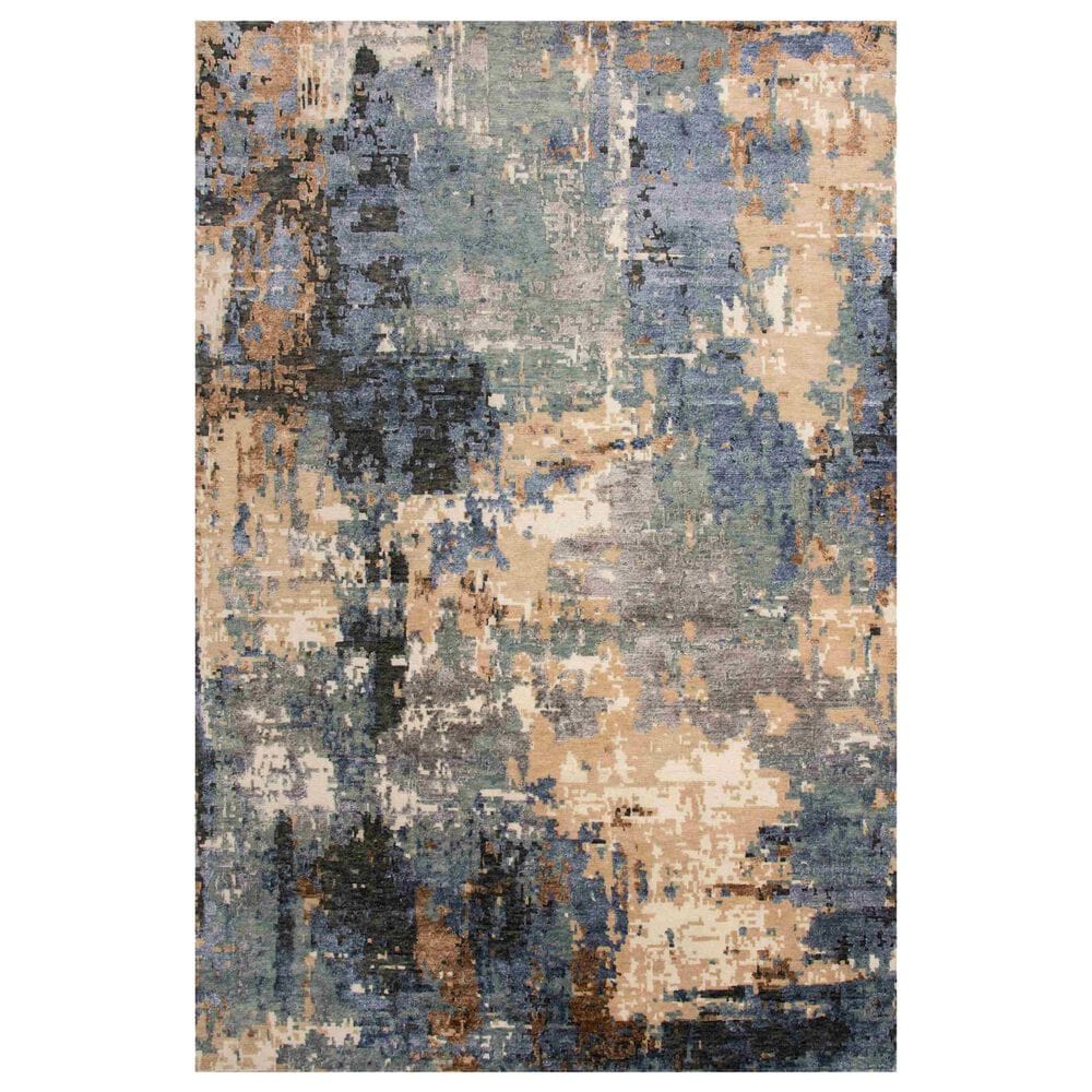 RIZZY Evolution Teal, Grey, Black, Brown, Beige and Ivory 10" x 14" Area Rug, , large