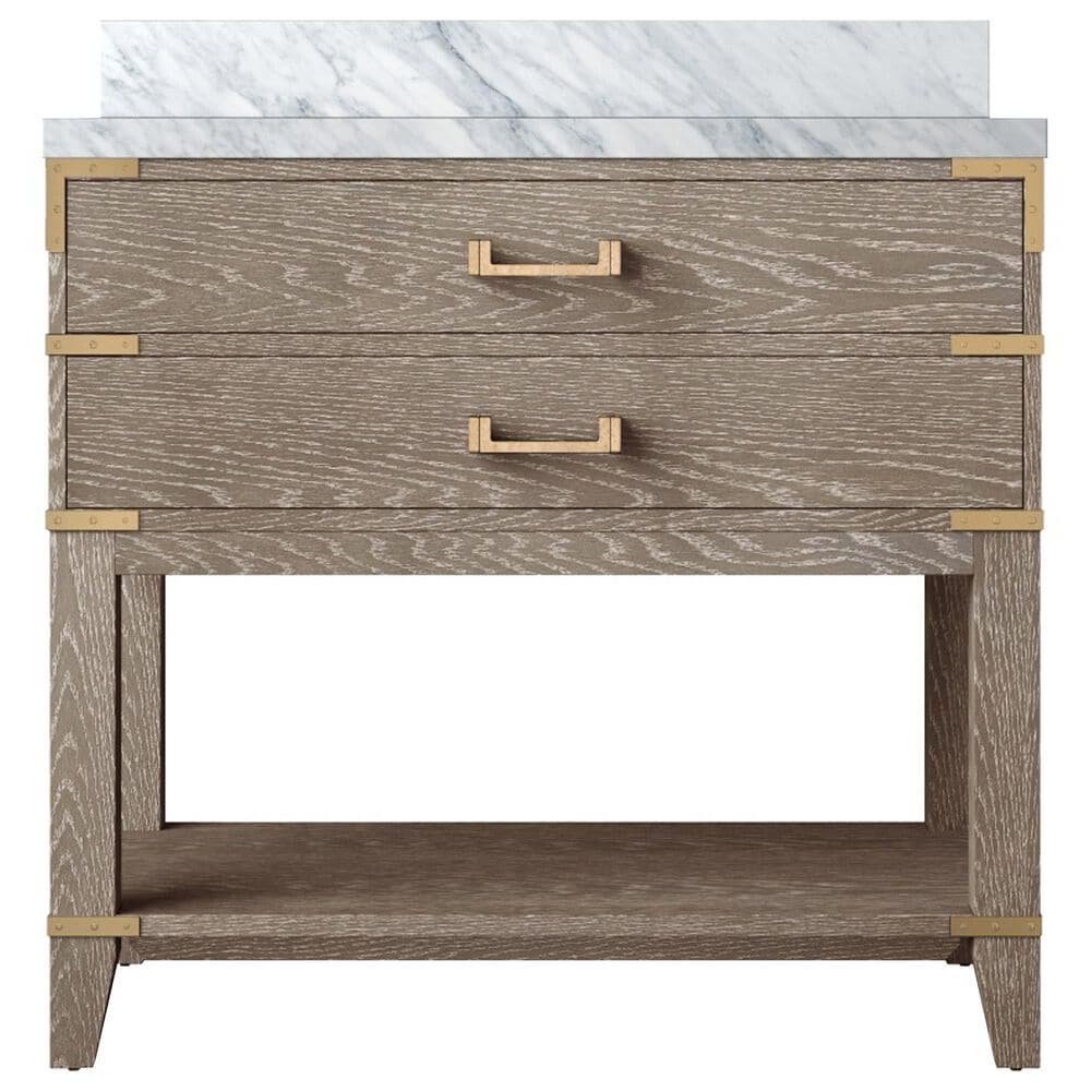 Lexora Home Norwalk 36&quot; Single Bathroom Vanity in Grey Oak with White Carrara Marble Top  and Rectangle Sink, , large