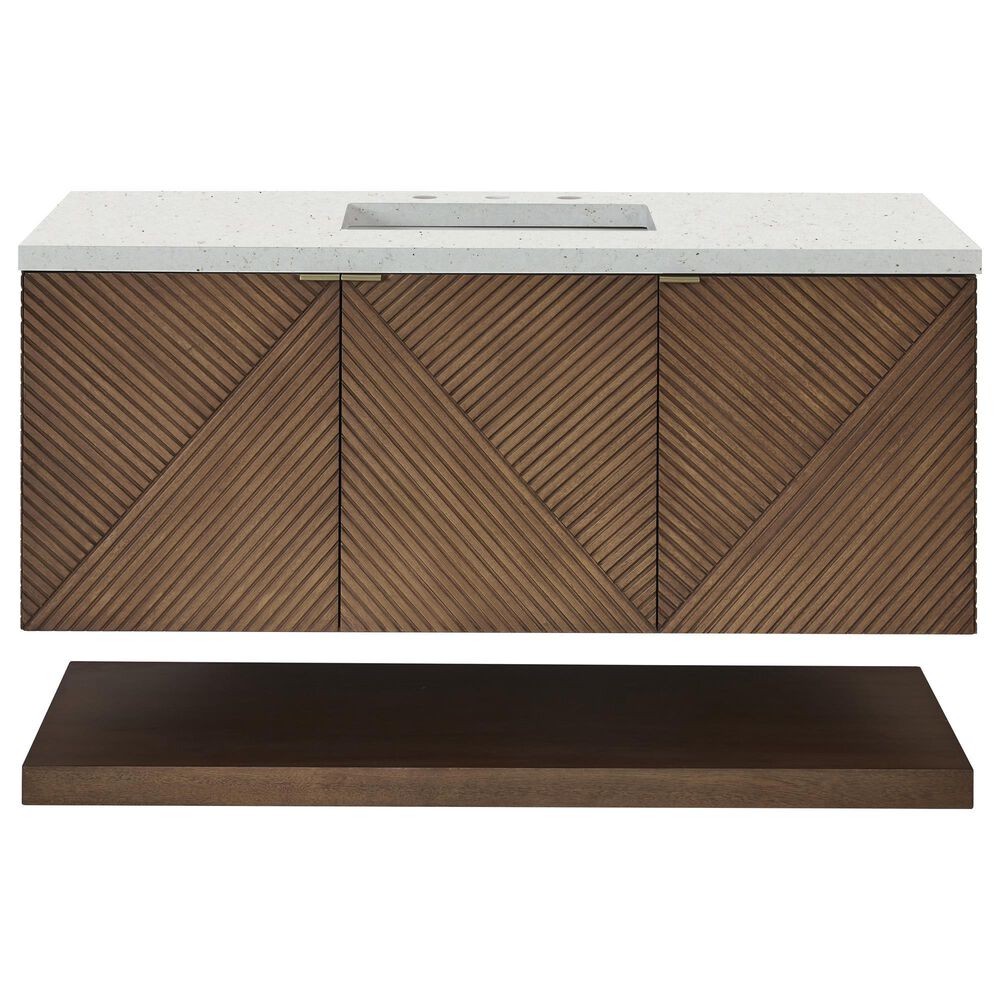 James Martin Vanities Marcello 48" Wall Mounted Single Bathroom Vanity in Chestnut with 3 cm Lime Delight Quartz Top and Rectangular Sink, , large