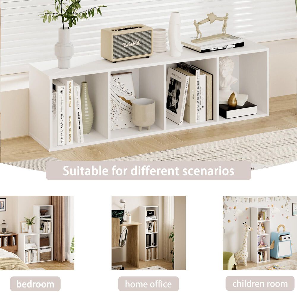 HOMLUX 4-Tier Open Shelf Display Organizer Bookcase in White, , large