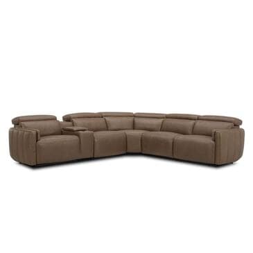 Interlochen 6-Piece Power Reclining Leather Sectional with Power Headrest in York Chestnut, , large