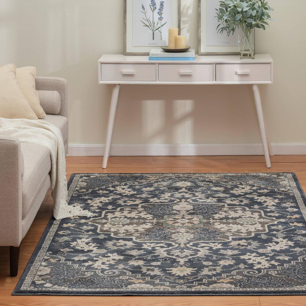 Central Oriental Minerva Edwina 7&#39;10&quot; x 9&#39;10&quot; Vintage Blue and Blue Area Rug, , large