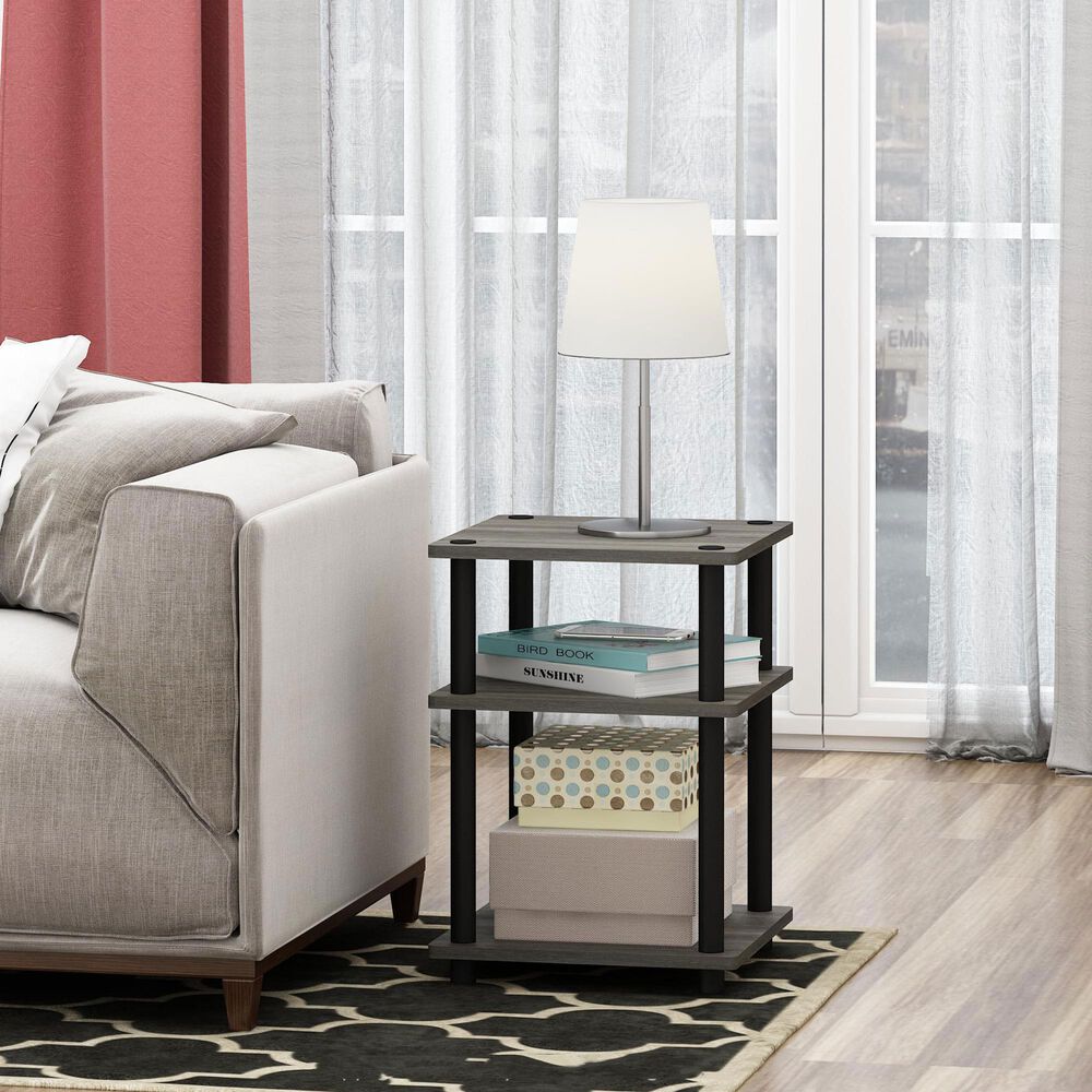 HOMLUX 3-Tier Side Table in French Oak and Black, , large