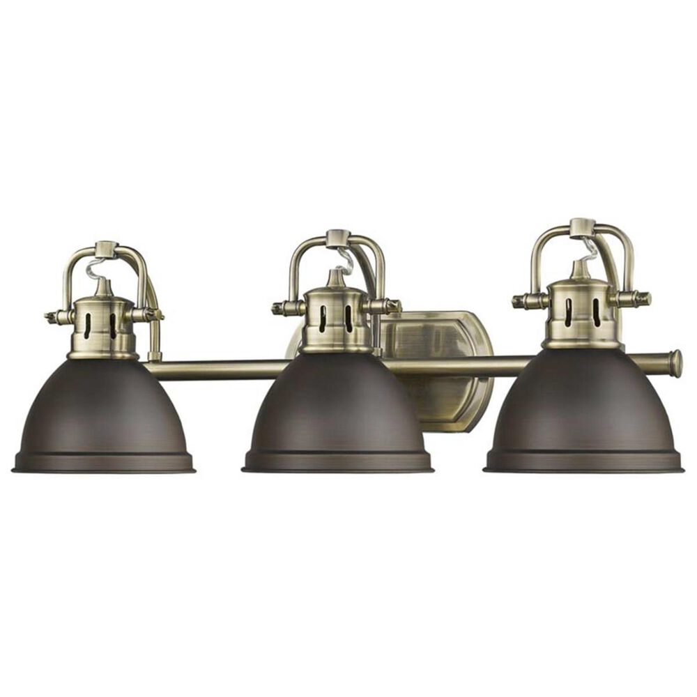 Golden Lighting Duncan 3-Light Bath Vanity in Aged Brass with Rubbed Bronze Shades, , large