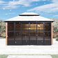 HOMLUX 12" x 14" Outdoor Hardtop Sunroom Gazebo with Aluminum Frame in Black, , large