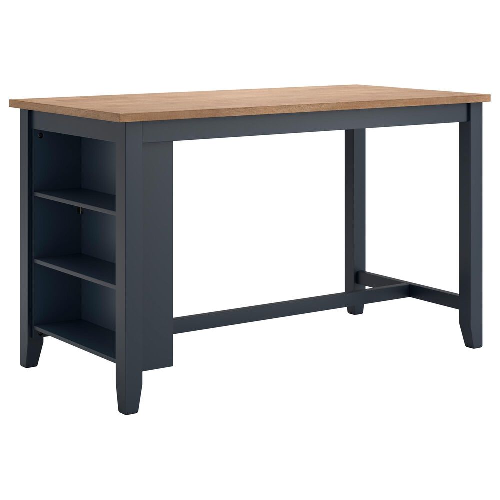 Ashley Gesthaven Counter Height Table in Light Natural and Dark Blue - Table Only, , large