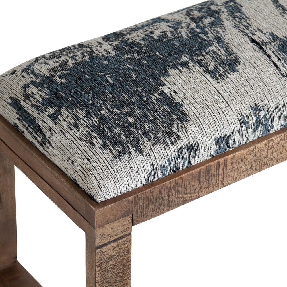 Slatehouse Anthropology Solid Wood Frame and Upholstered Bench in Brown, , large