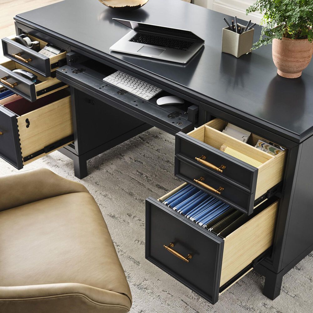 Riva Ridge Alexander 3-Piece Executive Desk with Door Bookcase and Combo File Set in Midnight, , large