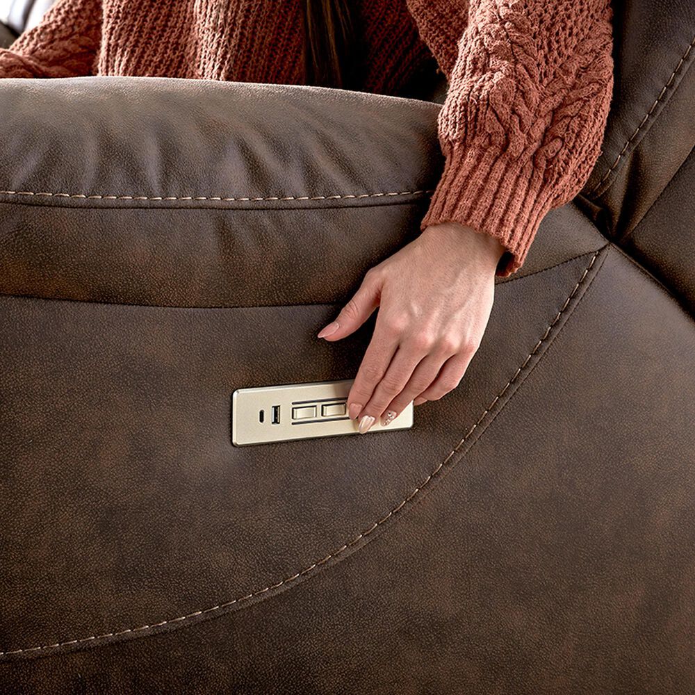 HomeStretch Skywalker Power Double Reclining Sofa in Walnut, , large