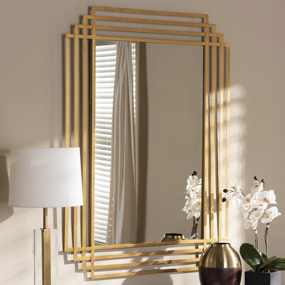 Baxton Studio Kalinda Accent Wall Mirror in Antique Gold, , large