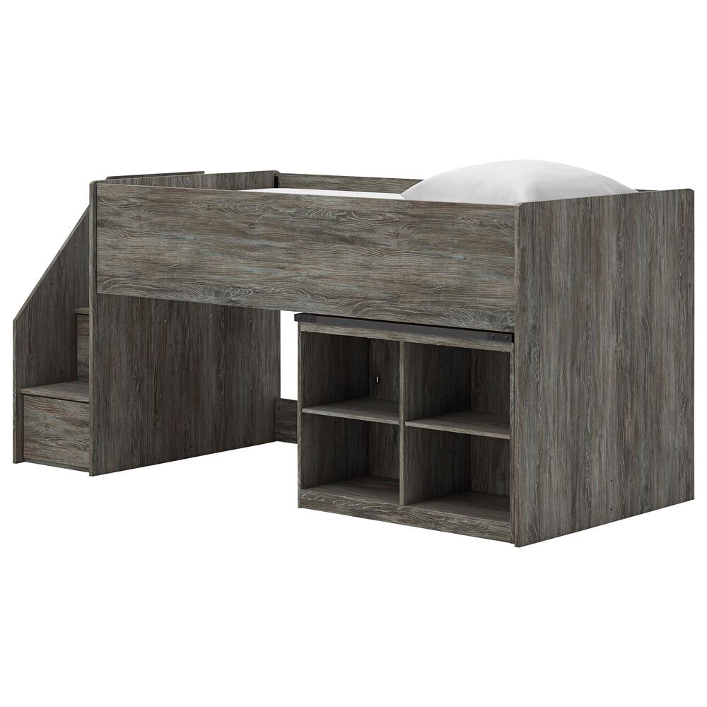 Ashley Frandern Twin Loft  Bed with Bookcase Storage in Gray, , large