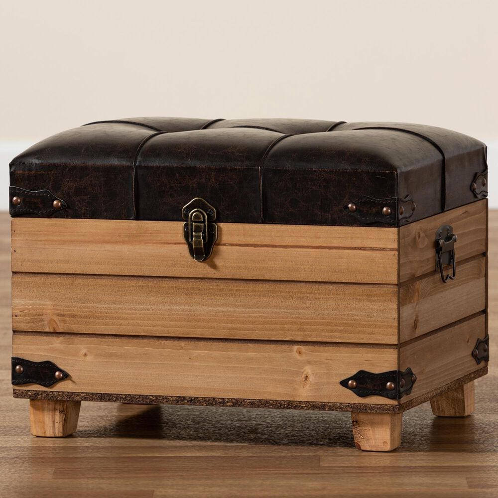 Baxton Studio Edmund Storage Ottoman in Dark Brown, , large
