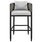 Armen Living Alegria Patio Counter Height Bar Stool with Gray Cushion in Black, , large